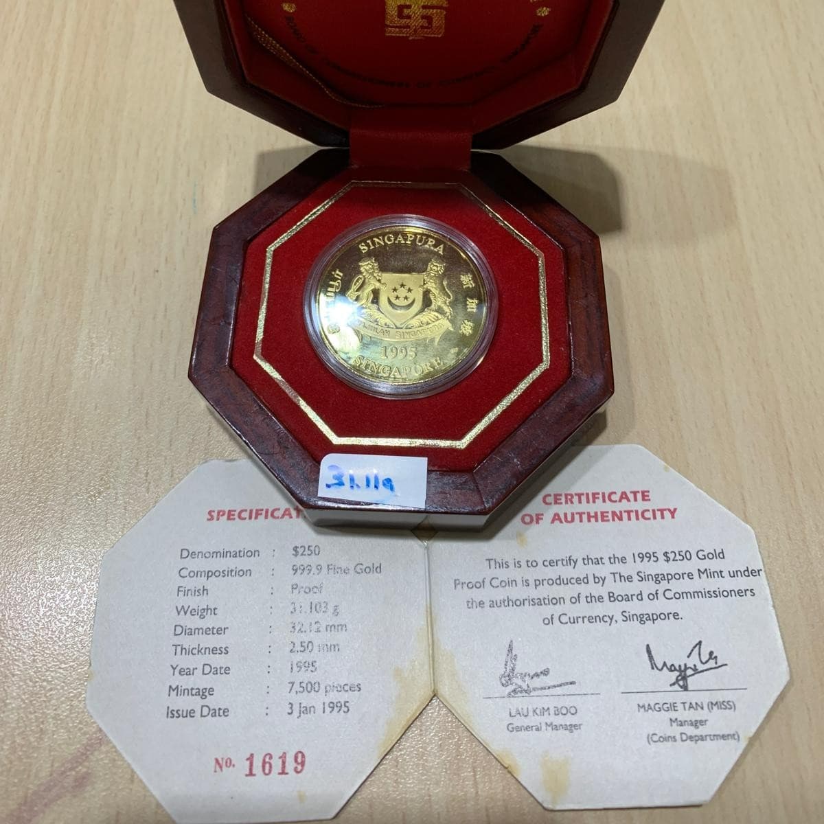 $250 Gold Coin Year of the Boar by BCCS